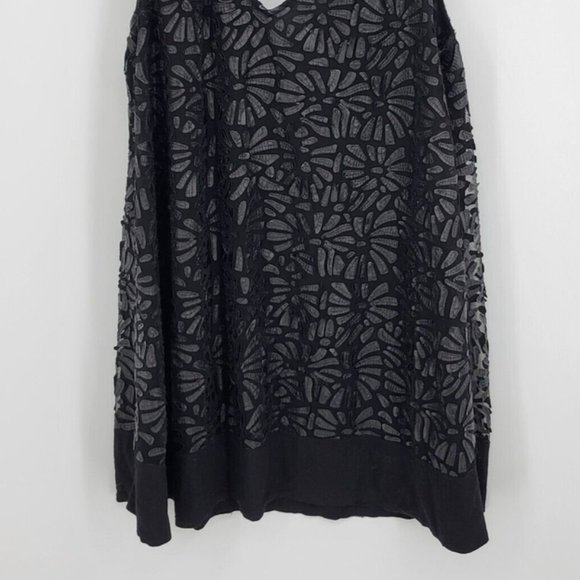 NWOT Plenty by Tracy Reese Leatherette floral Applique Black Tunic Tank Top Sz M - Picture 5 of 11